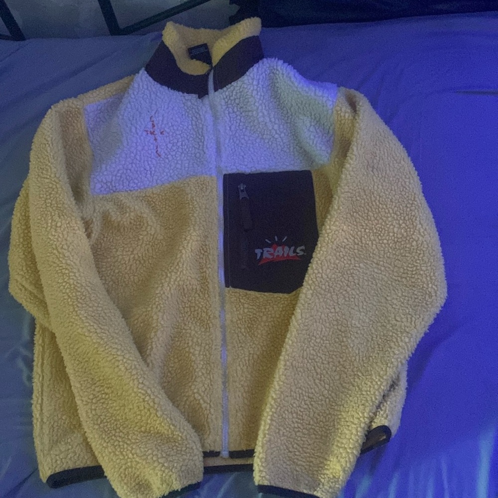 Travis Scott Cactus Trails Tri-Color Full-Zip Sherpa Jacket Gold/Natural/Brown